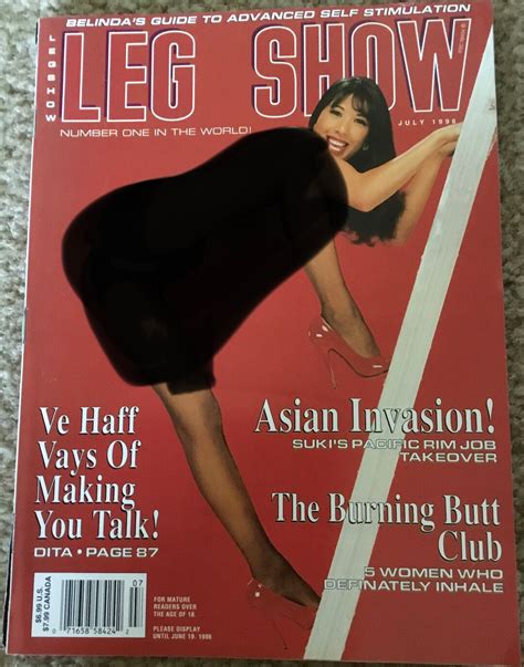 Leg show magazine wiki - Leg Show was an adult fetish magazine published in the United States which specialized in photographs of women in nylons, corsets, pantyhose, stockings and high heels. The magazine features pinup style photographs and articles geared towards dominant women. The magazine achieved great success under editor Dian Hanson during the 1990s.